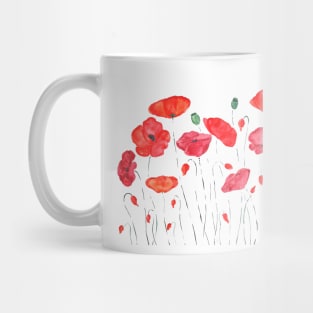 orange and red poppy painting Mug